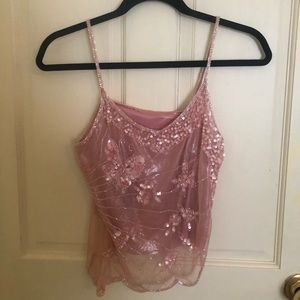 Sequin beaded pink top